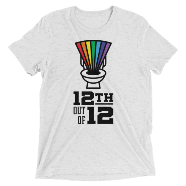 White Fantasy Football Loser Shirt - Rainbow Toilet 12th out of 12