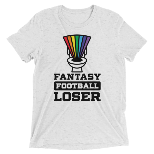 White Fantasy Football Loser Shirt - Rainbow Toilet