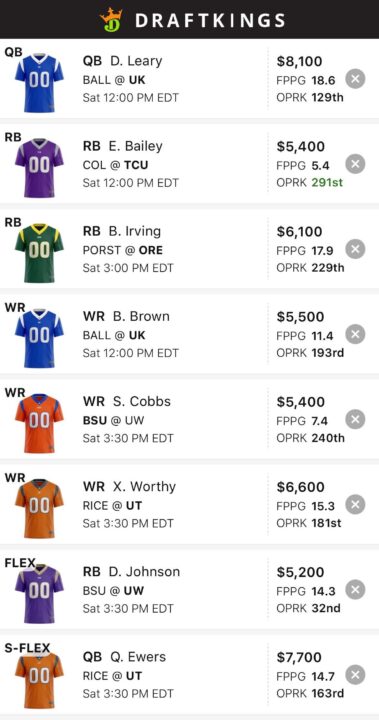 Week 1 ncaa draft kings picks